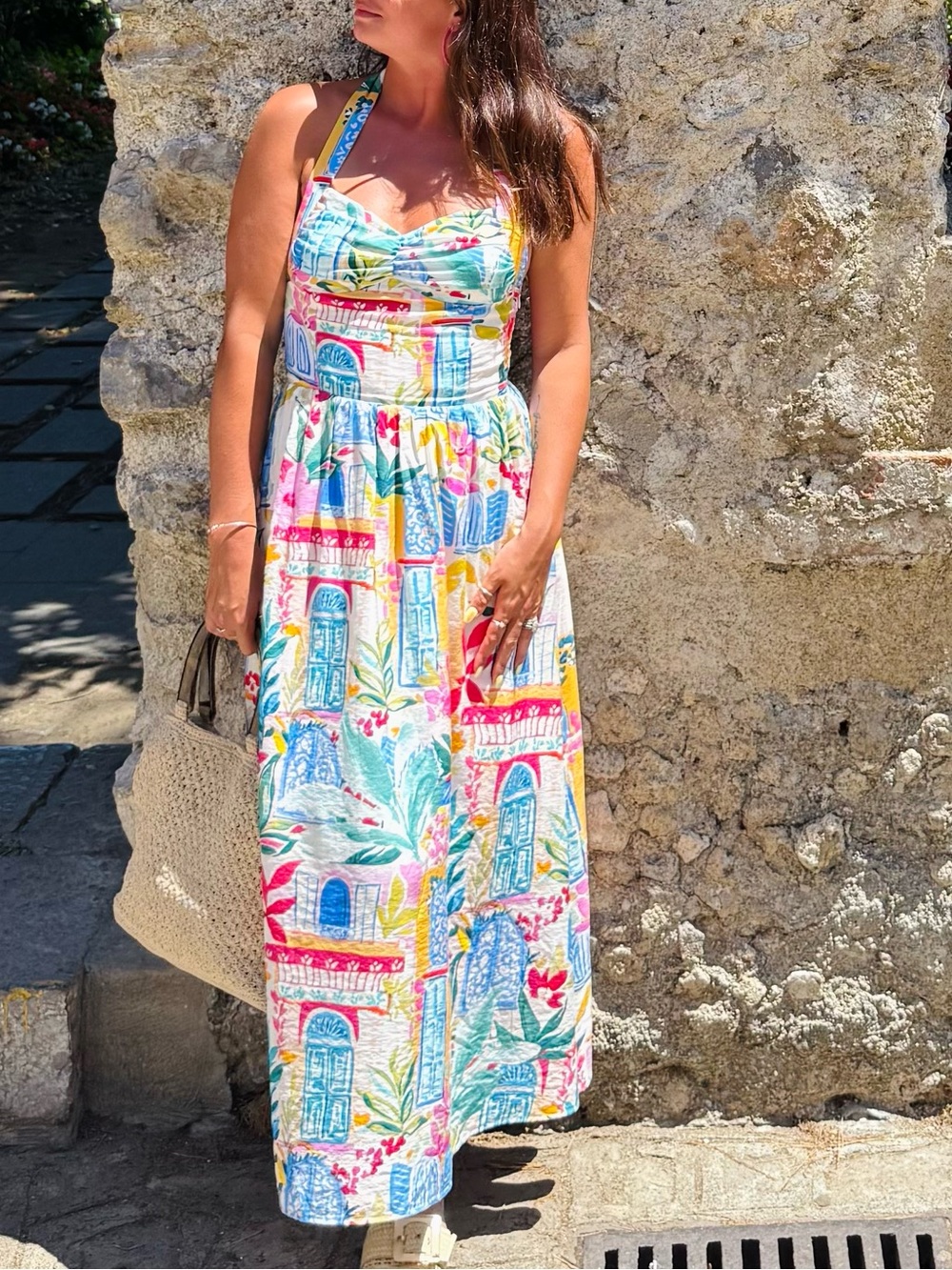 Colorful Tropical Print Maxi Dress
